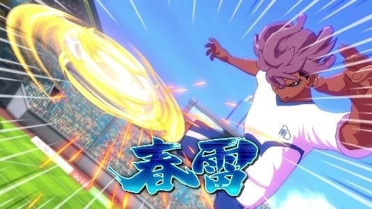 キャラクターが必殺技「春雷」を放つゲーム画面。