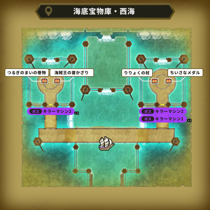 ドラクエ2リメイク海底神殿西海のアイテムマップ