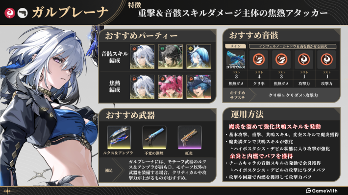 鳴潮】ガルブレーナの評価とおすすめパーティ編成・音骸・武器