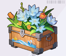 海模様のカラフルな花の木箱