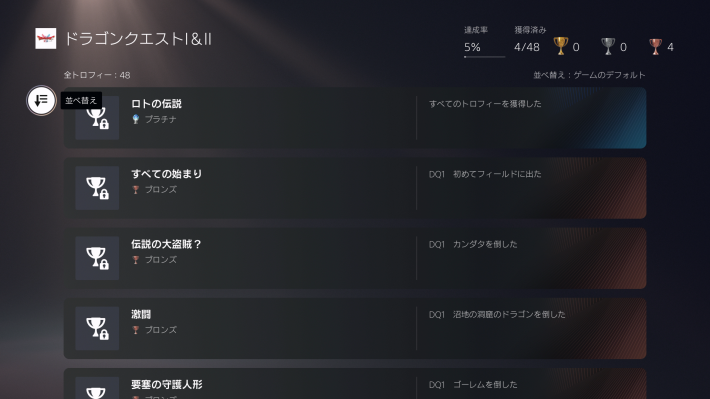 ドラクエ1＆2リメイクのトロフィー