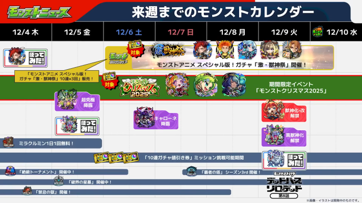 モンストのイベントスケジュール