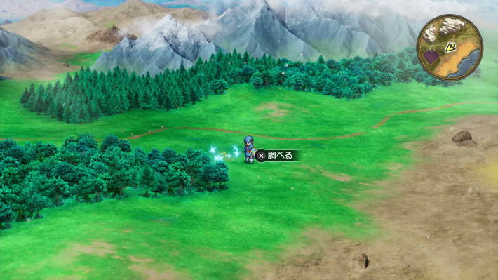 ドラクエ2リメイクのローレシア西の砂浜近くの森付近キラキラ