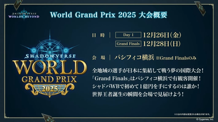 World Grand Prix 2025の開催概要と出場条件の画像