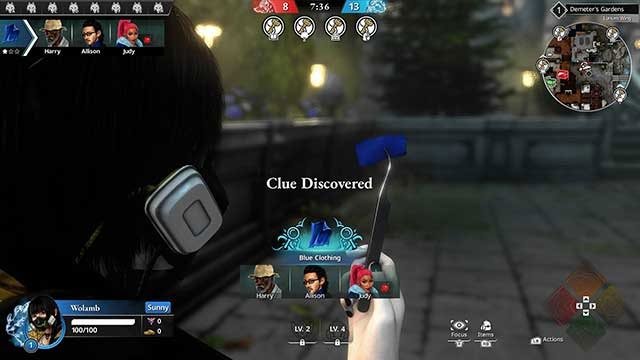 証拠を発見するゲームプレイ画面
