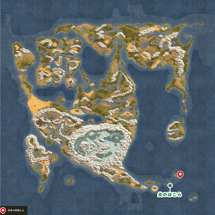 ドラクエ2リメイクの炎のほこら 北東 海の上キラキラマップ