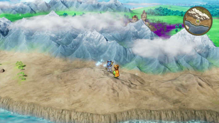 ドラクエ2リメイクのムーンブルクの城 南 山の先キラキラ