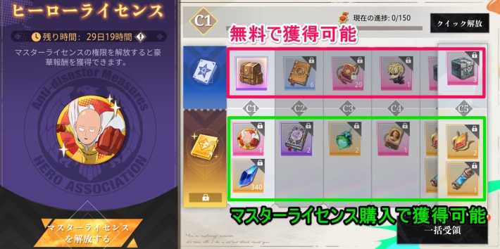 レベル報酬を獲得する