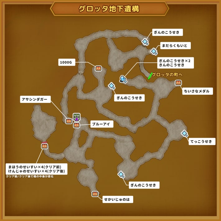 ドラクエ11Sのグロッタ地下遺構のマップ