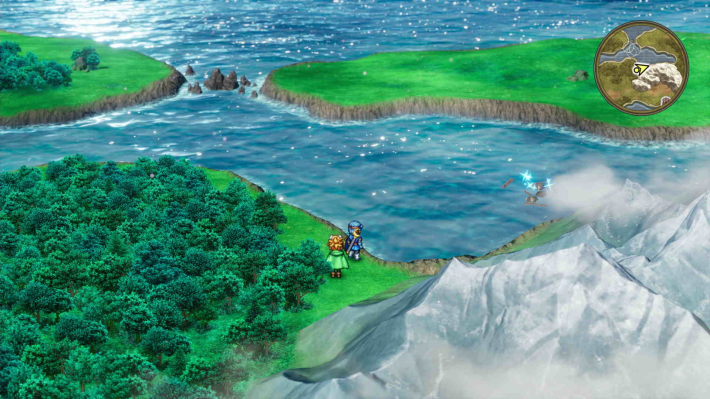 ドラクエ2リメイクのローラの門 北山の麓の海の上キラキラ