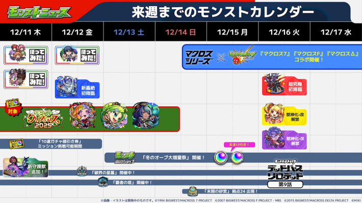 モンストのイベントスケジュール