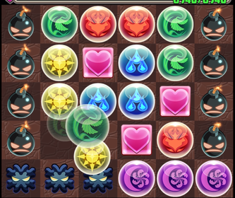 爆弾ドロップで4個消しの画像