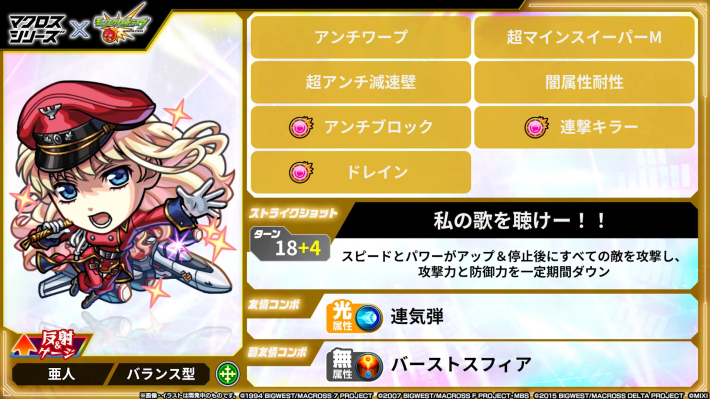 シェリルノームのステータス