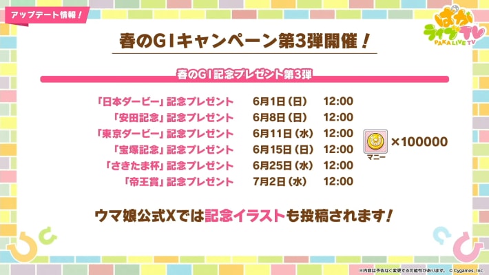生放送『ぱかライブTV Vol.53』情報まとめの画像