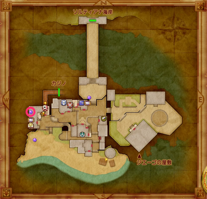 ソルティコの町の料理人の場所