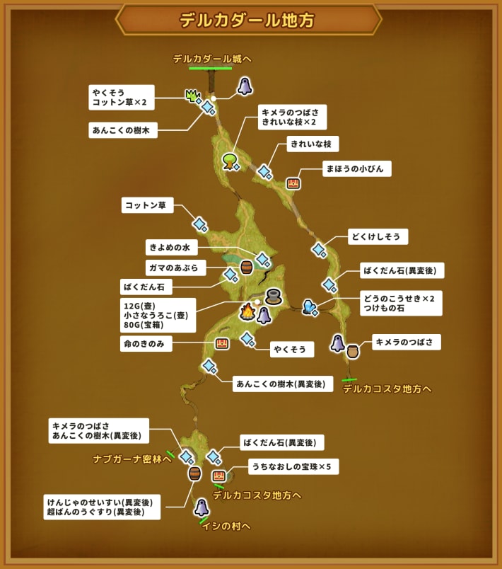 ドラクエ11Sのデルカダール地方のマップ