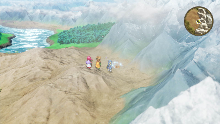 ドラクエ2リメイクのベラヌール 東 対岸の山脈麓キラキラ