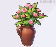 陶器のつぼとピンクローズブーケ