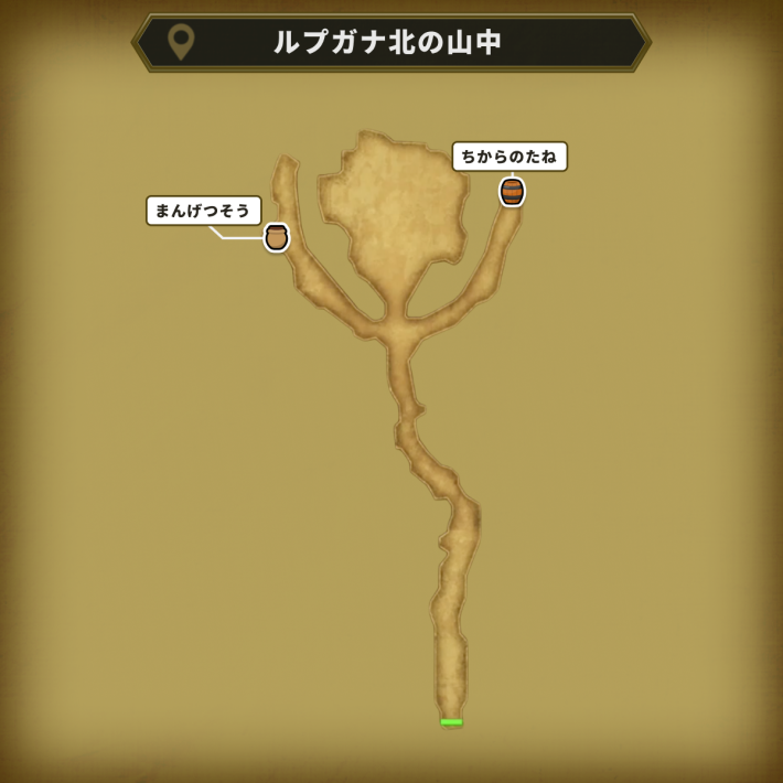 ドラクエ2リメイクのルプガナ北の山中のアイテムマップ