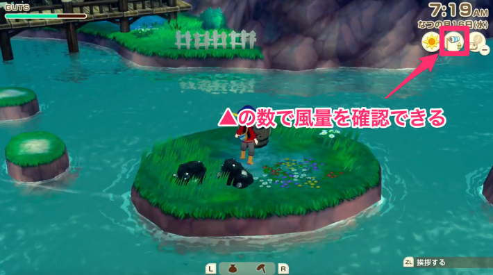 牧場物語 風のグランバザールの風の強さ確認