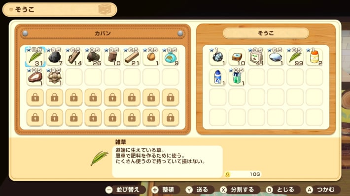 牧場物語 風のグランドバザールの倉庫で出来ること