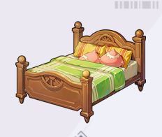 彫刻入り松材のベッド