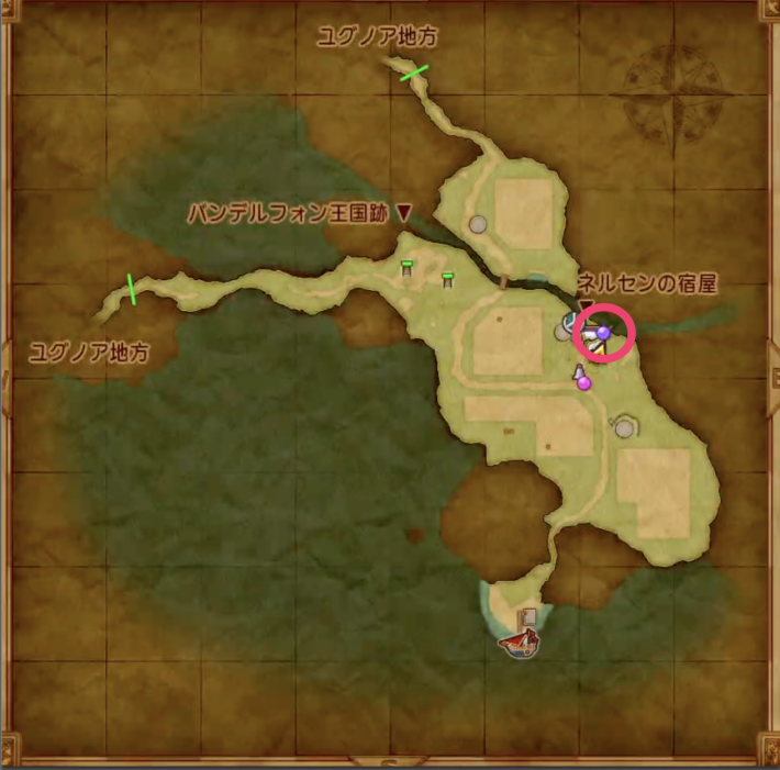 ネルセンの宿屋付近の神父の場所