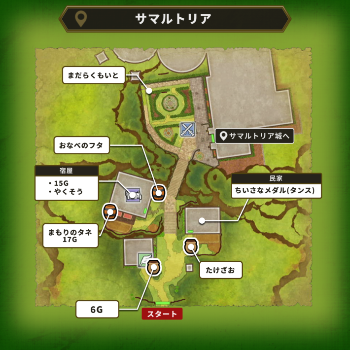 ドラクエ2リメイクのサマルトリアの町アイテムマップ