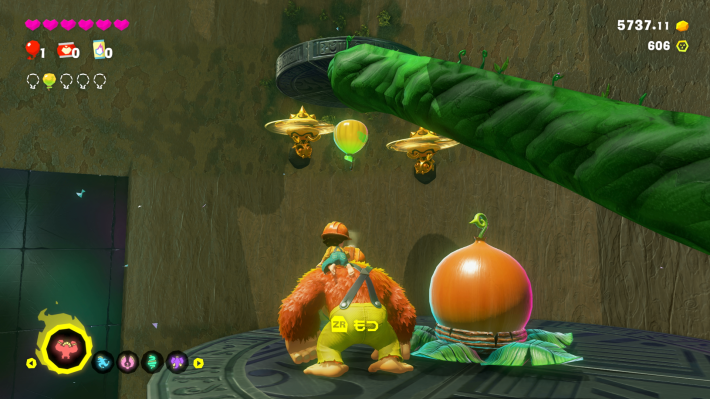 敵が2体いる足場の下