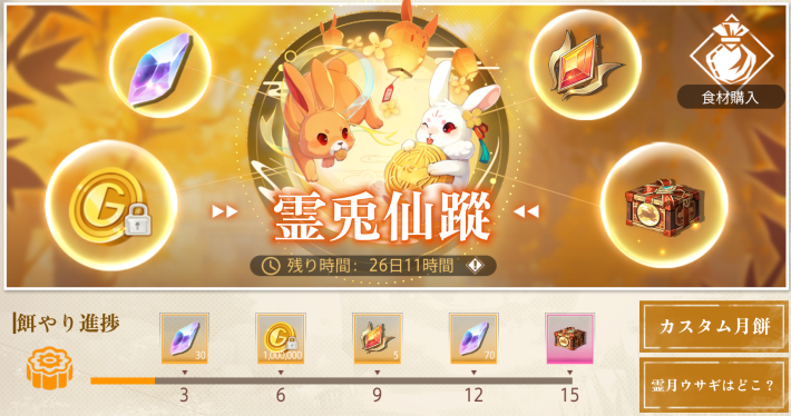 餌やりの回数(進捗)に応じて報酬を獲得