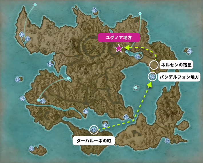 ドラクエ11Sのユグノア地方までの世界地図