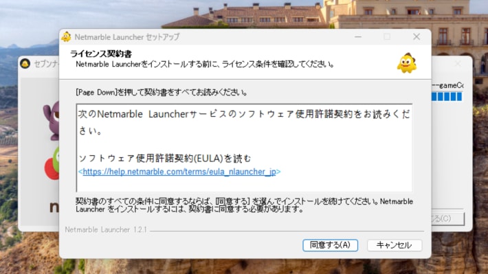 セナリバのライセンス契約に同意する