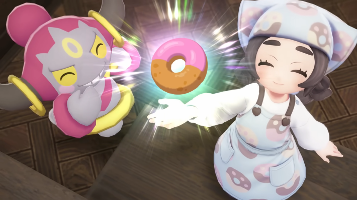 ポケモンZAのアンシャとフーパがドーナツを作るシーン