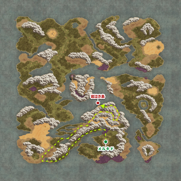 ドラクエ1リメイクの岩泣き島の場所マップ