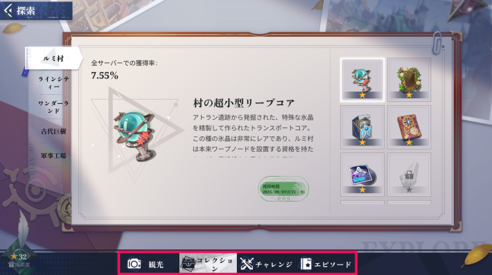 4種類のカテゴリで構成