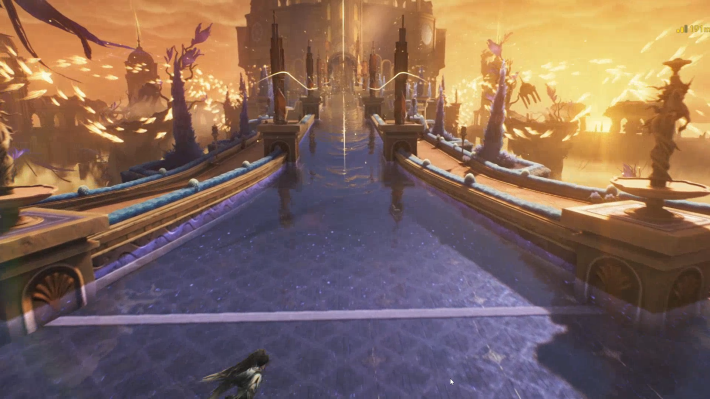 中央の塔に向かう