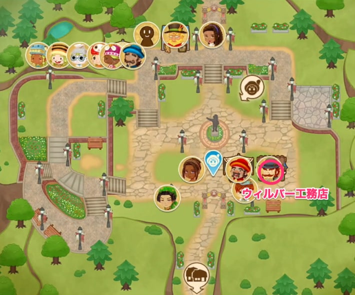牧場物語 風のグランドバザールのウィルバー工務店の場所