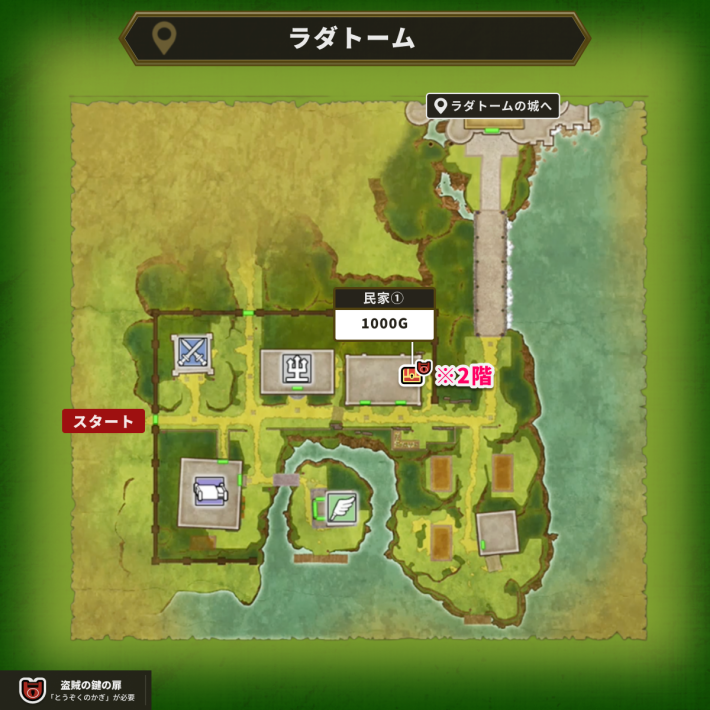 ラダトームの盗賊の鍵使用場所