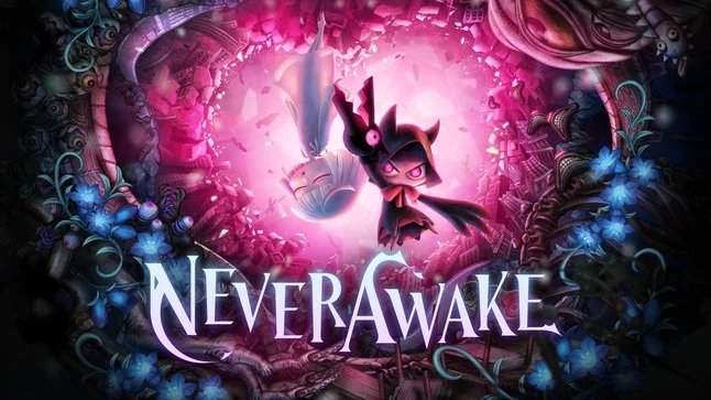 前作『NeverAwake』のキービジュアル。キャラクターが逆さまに描かれている。
