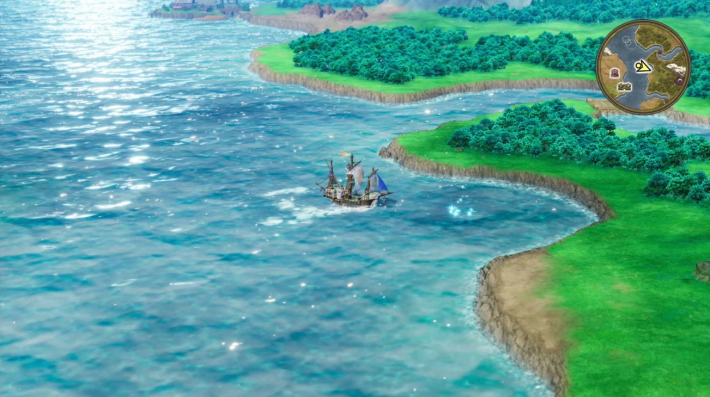 ドラクエ2リメイクのルプガナの町 北東 海の上キラキラ