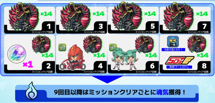 今日のカードミッションの報酬