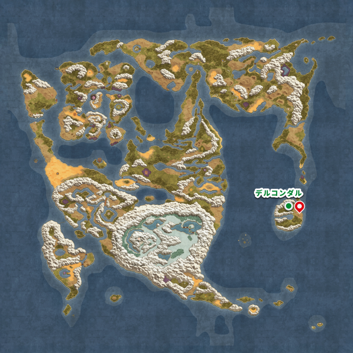 ドラクエ2リメイクのデルコンダル 南東 砂漠キラキラマップ