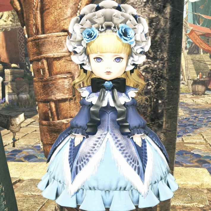 ラバラドレスの人形・青