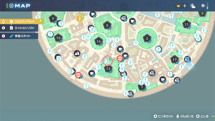 ポケモンZAのワイルドゾーン12の全体マップ