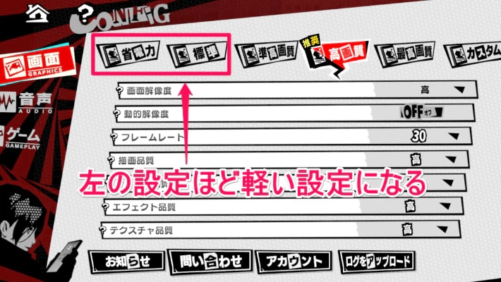 p5xのグラフィック設定