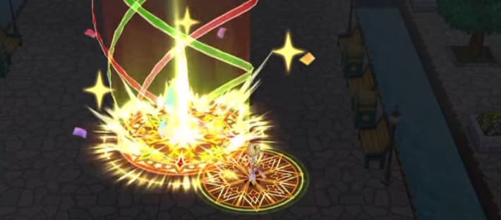 敵の頭上にバトンを連続で落下させ攻撃