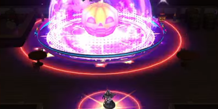 白猫のハロウィンシェヲルはかぼちゃ落下+閉じ込めフィールドを発生