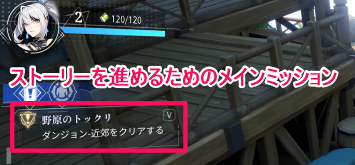 メインミッションの表示