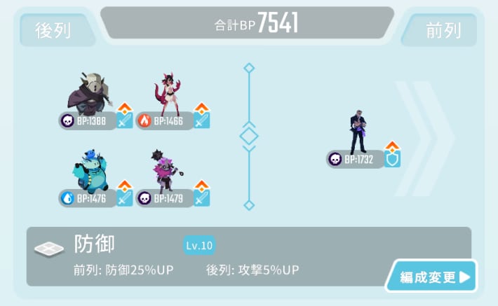 クリア時の編成例2
