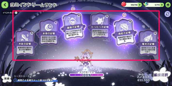 ドリームランドの攻略と報酬の画像